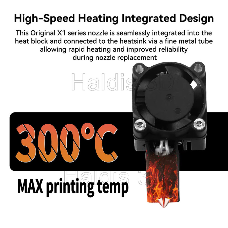 Bambu Lab Hotend Kit mit Lüfter und 0,4mm gehärteter Stahl Düse für P1 P1S P1P und X1 X1C 3D Drucker in Schwarz - Bild 4
