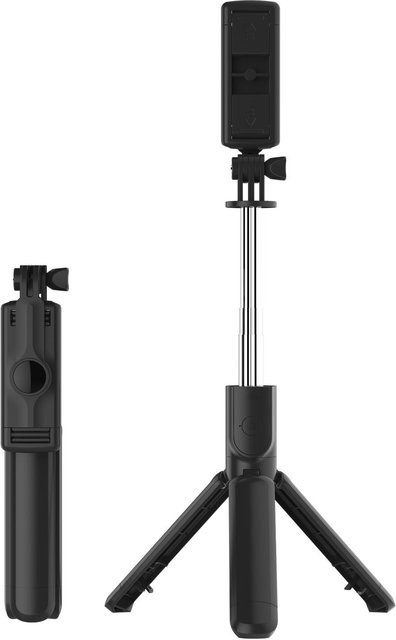 Igeteck Selfie-Stick-Stativ mit kabelloser Fernbedienung für Smartphones, höhenverstellbar und tragbar, Schwarz - Bild 1