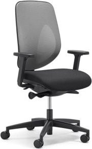 Giroflex Bürostuhl 353 mit Armlehnen, Auto-Synchronmechanik, Muldensitz und 3D-Netz-Rückenlehne in Grau/Schwarz - Bild 1