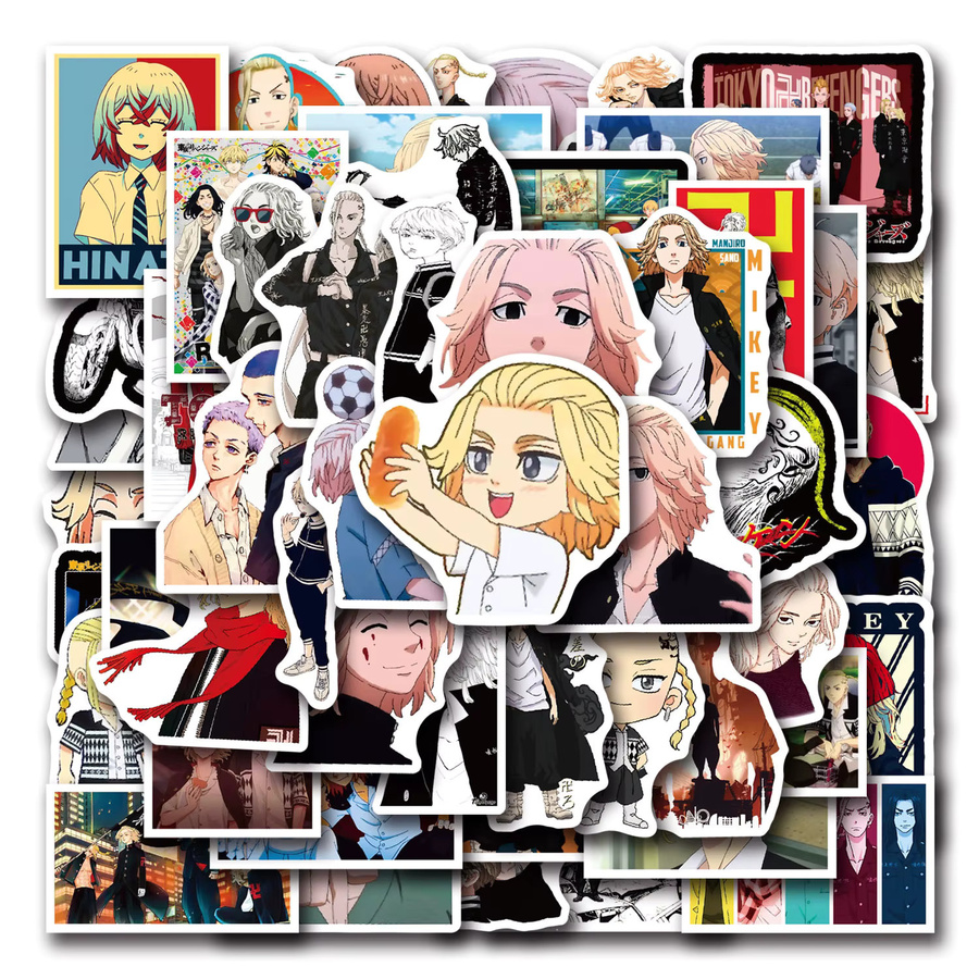 50 Stück Bandai Tokyo Avengers Cartoon Aufkleber, wasserfeste DIY-Sticker für Tassen und Notizbücher, Multicolour - Bild 4