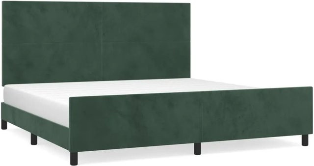 vidaXL Bettgestell mit Kopfteil aus Samt in Dunkelgrün B/T: 200 x 200 cm - Bild 1