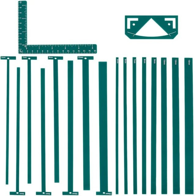 18-teiliges Set flexible Acryl-Buchbindeschablonen in Blaugrün für Scrapbooking und Buchbinden mit T-förmigen Linealen - Bild 1