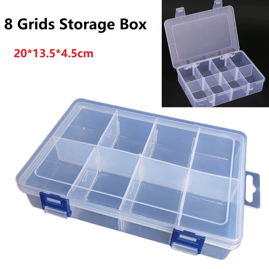 Einstellbare Schmuckbox aus Kunststoff mit 8 Fächern in Weiß und Transparent zur Aufbewahrung von Schrauben und Kleinteilen - Bild 2