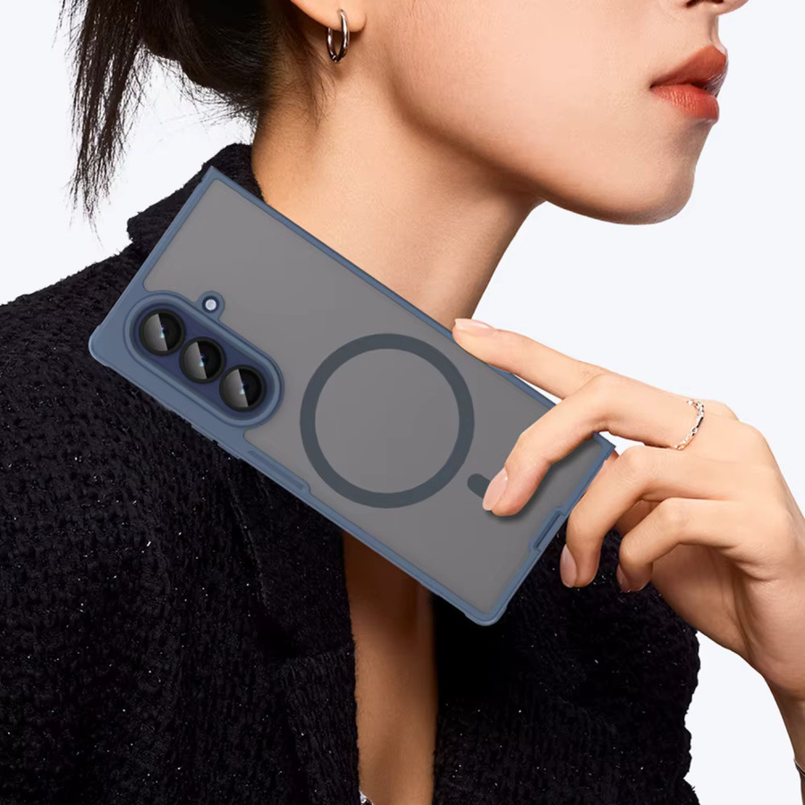 Luxuriöse matte Hartschalenhülle für Samsung Galaxy Z Fold 7 und Flip 7 in Blau mit magnetischer kabelloser Ladefunktion und stoßfestem Schutz - Bild 4