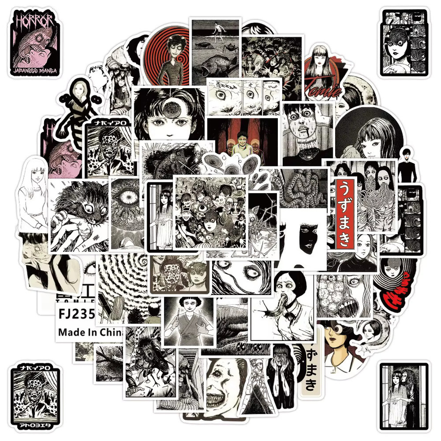 50 Stück Junji Ito Horror Manga Aufkleber-Set mit Tomie und Uzumaki Charakter-Stickern in Multicolour - Bild 2