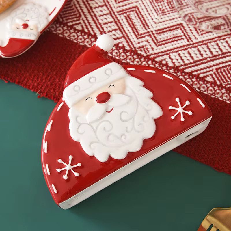 JUSTINLAU Weihnachtsmann-Serviettenhalter aus Keramik im nordischen Stil mit Relief-Design - Bild 2
