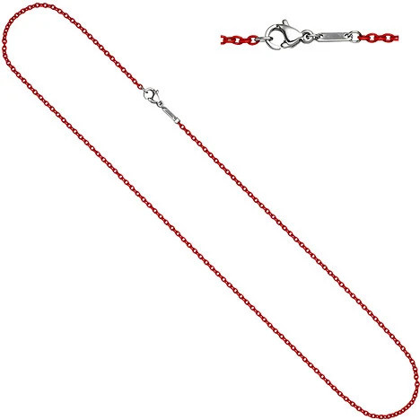 Colfem Rundankerkette Edelstahl, rot lackiert, 42 cm, Unisex - Bild 1