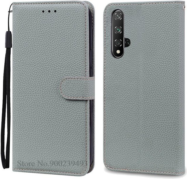 Huawei Nova 5T Brieftasche Flip Cover Handyhülle in Grau - Bild 1
