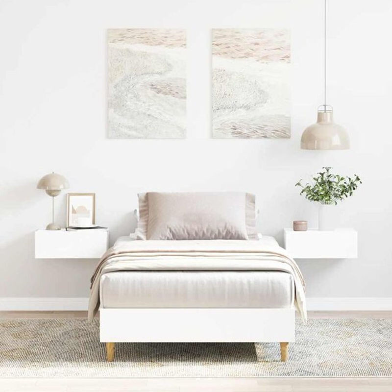 Vidaxl Einzelbett Bettgestell aus Holzwerkstoff und Eukalyptus in Weiß, B/T: 75 x 190 cm - Bild 1