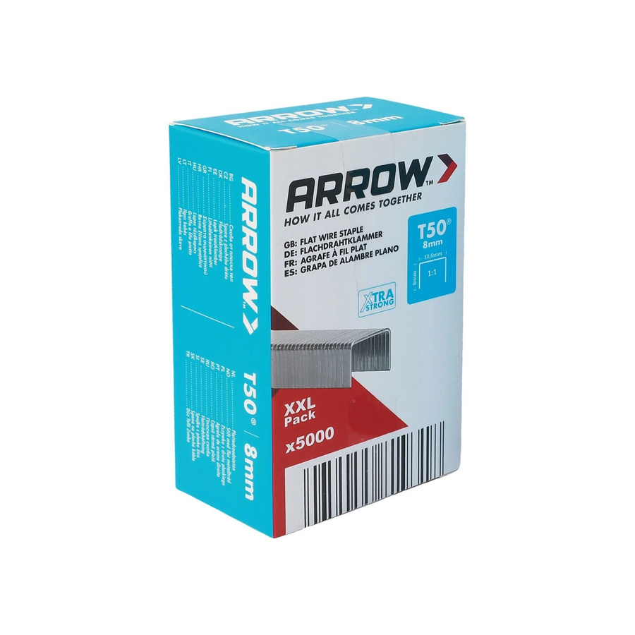 Arrow Klammer T50 Flat Wire in Silber/Grau, Länge: 8 mm, 5.000 Stück - Bild 2