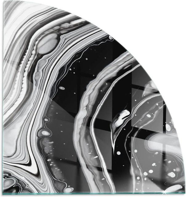 Tulup Kamin Glasplatte mit abstraktem Wellen- und Linienmuster in Schwarz und Weiß, B/T/H: 100 x 100 x 0 cm - Bild 1