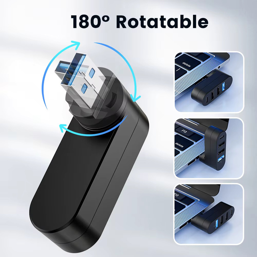 Mrgabwte 7-in-1 USB-Hub mit USB 2.0 Anschlüssen und Ein/Aus-Schalter, tragbarer USB-Expander für Laptops in Schwarz oder Weiß - Bild 2
