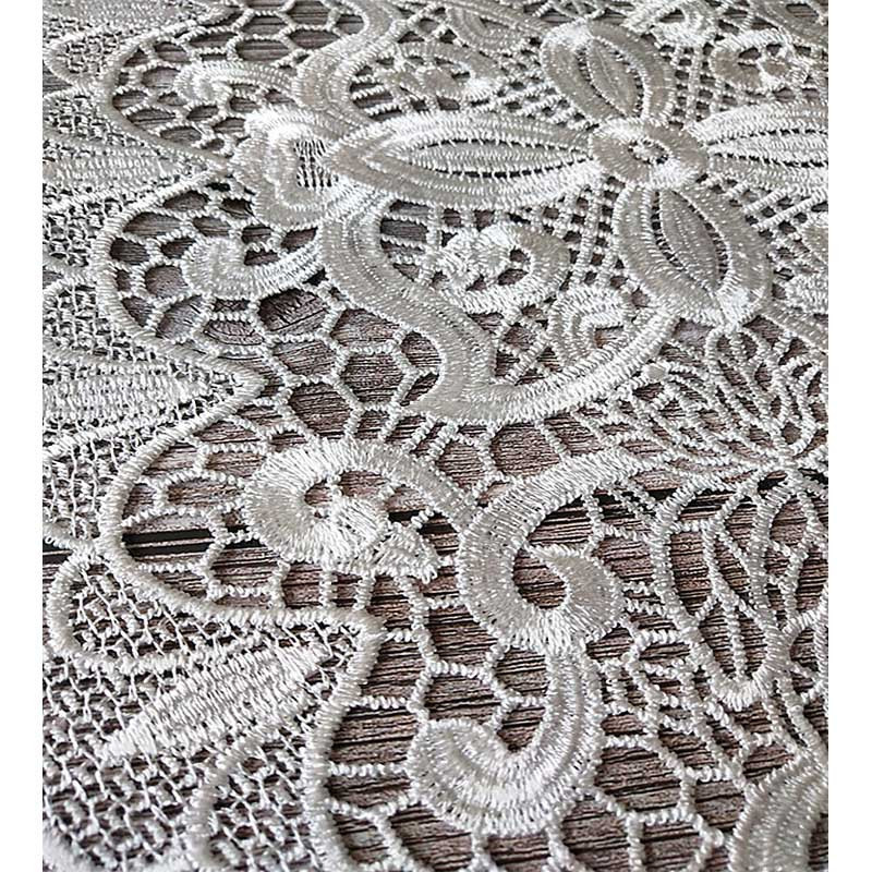 Ovales Tischset von Yiran Furniture mit floraler Spitzenstickerei aus Polyester-Baumwolle in Weiß, B/T: 45 x 30 cm - Bild 2