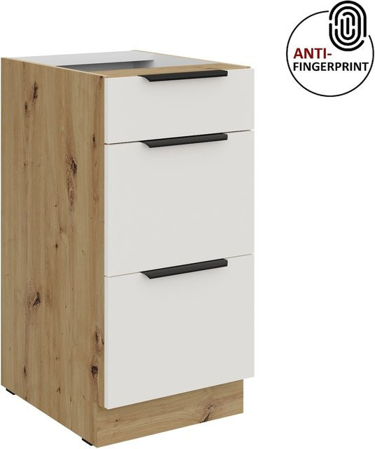 Küchenunterschrank ARIA in Weiss ultra matt mit Anti Fingerprint Effekt, Breite: 40 cm - Bild 1