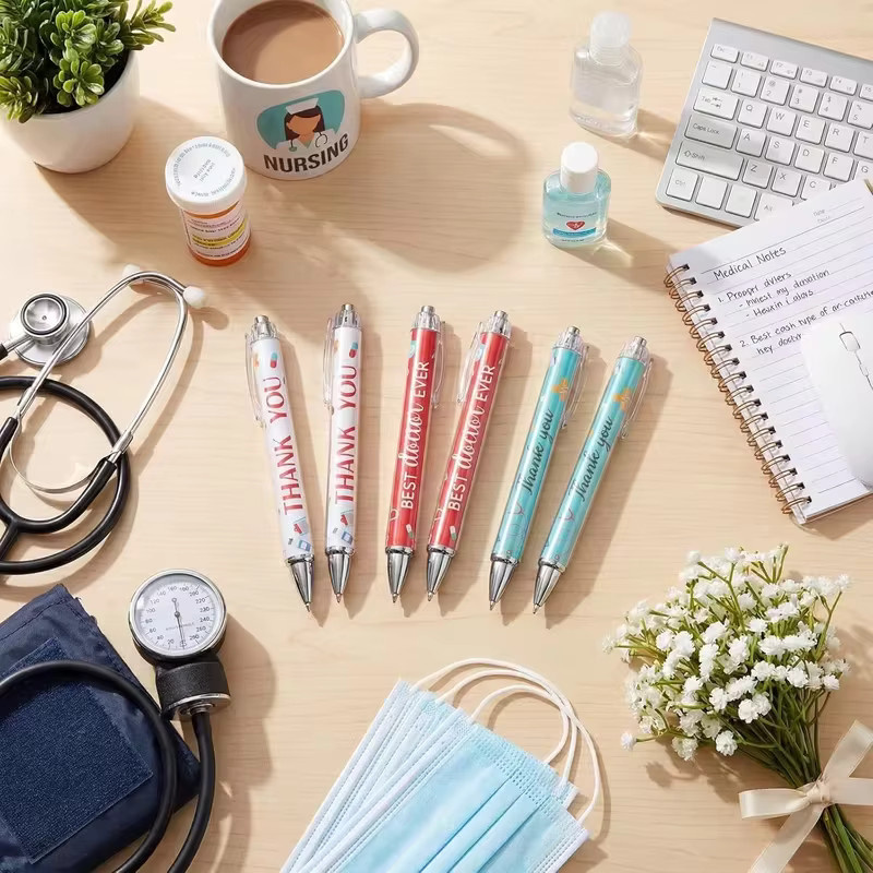 6er oder 12er Set medizinische Kugelschreiber in Mehrfarben als Geschenk für Ärzte, medizinisches Personal und Apotheker - Bild 2