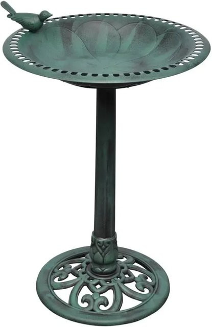 vidaXL Vogelbad mit Deko-Vogel in Grün aus Kunststoff, Durchmesser: 50 cm, Höhe: 76 cm - Bild 1