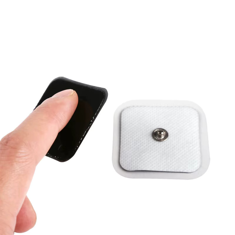 Yinhang Vlies Elektroden Pads für TENS Akupunktur Massagegeräte, Snap On Ersatz, 4 x 4 cm, Schwarz und Weiß - Bild 2