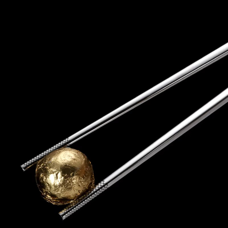 PGY Essstäbchen aus Edelstahl 304 in Silber, rutschfeste Metallstäbchen für den Haushalt - Bild 3