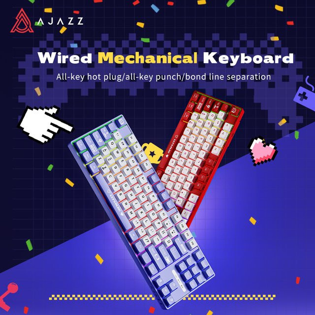 AIAZZ AK870 MC Mechanische Tastatur in Purple mit Hot-Swap-Funktion und USB-C-Anschluss für PC und Gamer (87 Tasten) - Bild 1