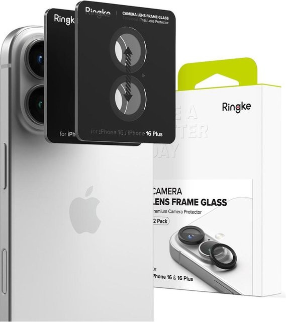 Ringke Camera Frame Protector Kamera-Schutz für iPhone 16 und 16 Plus, 2er-Pack, Schwarz - Bild 1