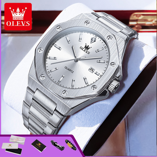 OLEVS Armbanduhr Quarz, Edelstahl, Silber, Herren - Bild 1