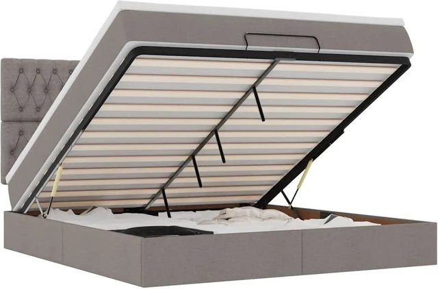 vidaXL Ottoman-Bett mit Matratze in Taupe, B/T: 180 x 200 cm, mit Federkern und Lift-up-Funktion - Bild 1