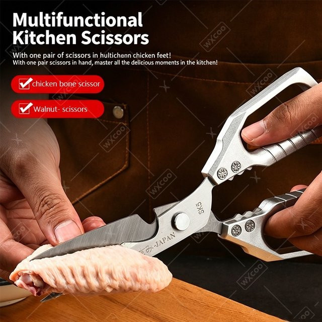WXCOO Multifunktionale Küchenschere aus Edelstahl in Silber für Fleisch, Fisch und Hühnerknochen - Bild 1