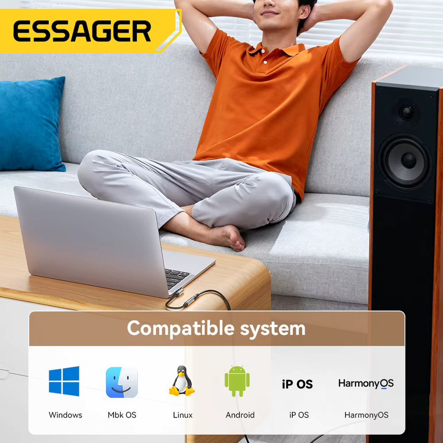 Essager L-förmiger USB-C auf 3,5 mm Klinkenadapter für iPhone 16, 15 und Samsung sowie Lightning auf 3,5 mm Kopfhöreradapter für iPhone 14, 13 - Bild 4