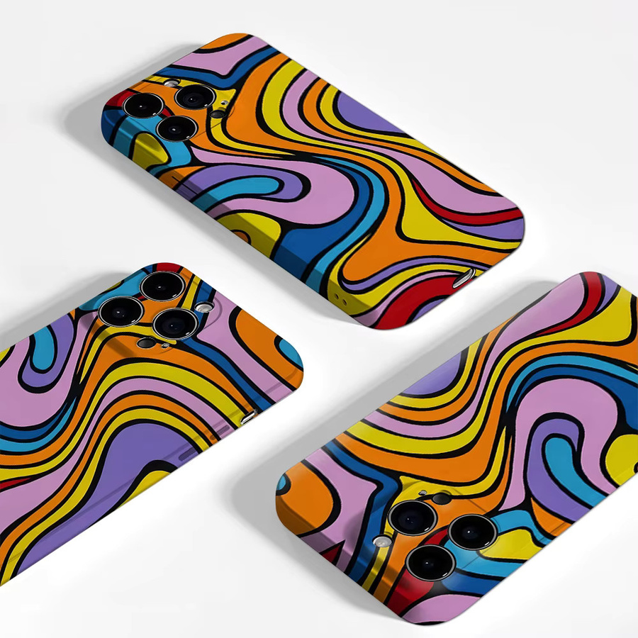 Handyhülle mit lebendigem Wellenmuster für Apple iPhone 11 bis iPhone 17 Pro Max Plus, doppelschichtige Rückseite, multicolour - Bild 3
