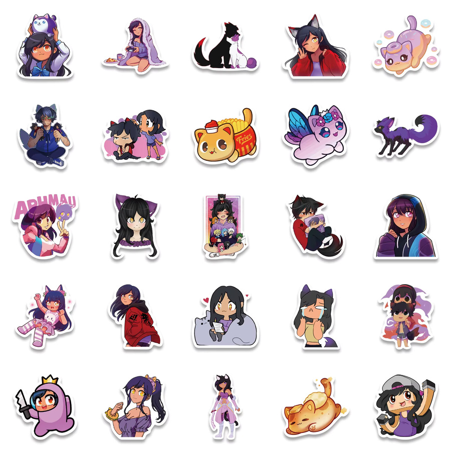 50 Stück Aphmau Sticker Set aus wasserfestem Vinyl in Multicolour für Kinder zum Dekorieren von Laptop, Gepäck und Skateboard - Bild 4
