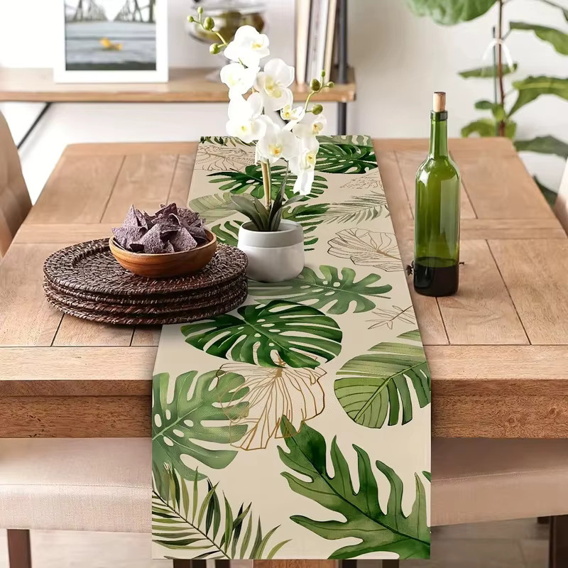 VIKAMA Tischläufer Tropisches Palmblatt Design für Luau- und Sommerpartys, Rechteckig, B/T: 90 x 33 cm - Bild 3
