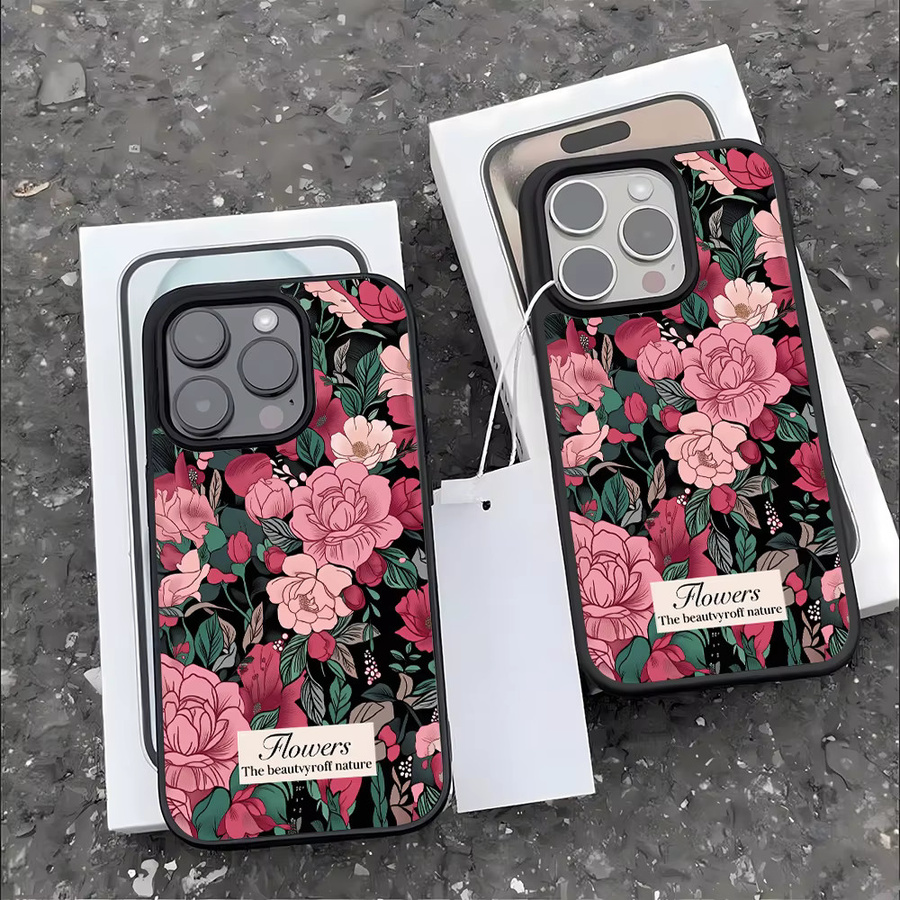 Caynes Magnetische Silikon-Handyhülle mit rotem Blumenmuster für iPhone, stoßfest und weich - Bild 3