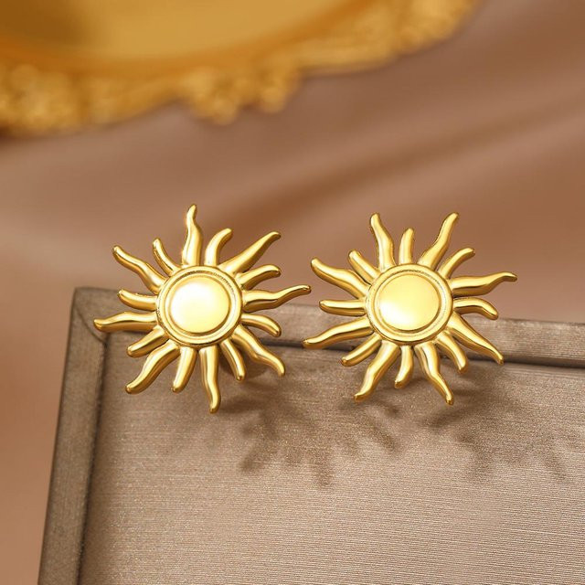 Lucky Star Jewelry Ohrringe Edelstahl, Sonnenblume, Zirkon, Damen - Bild 1