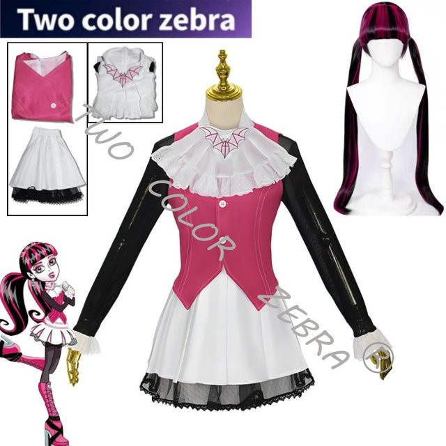 Monster High Draculaura Cosplay Kostüm Kleid Perücke, Komplettset - Bild 1