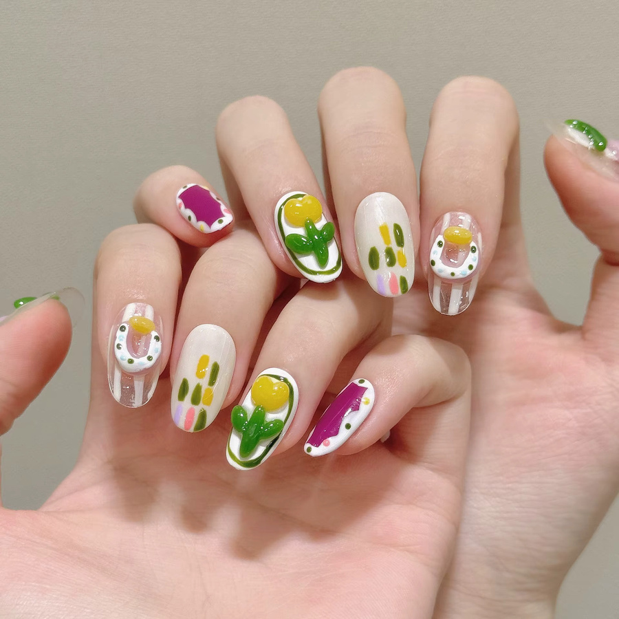 YADORNOS Press On Nails, Weiß, Glänzend, Damen, 10 Stück - Bild 2