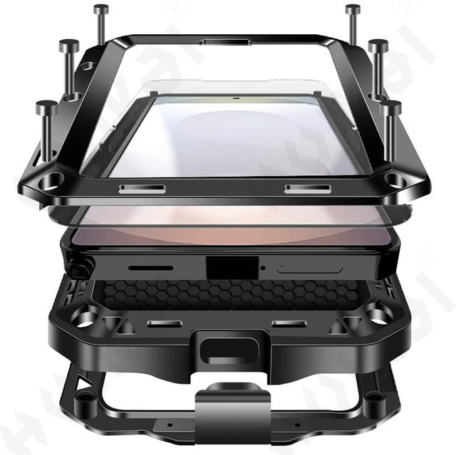 Robuste Metall Schutzhülle für Samsung Galaxy S26 S25 S24 S23 Ultra Plus mit 360 Grad Vollschutz und stoßfester Panzerung in Silver und Black - Bild 1