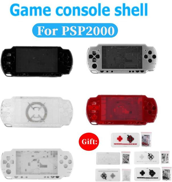 Sony PSP2000 Ersatzgehäuse Set in Silver mit Tasten-Kit und Vollgehäuse-Abdeckung im Retro-Design - Bild 1