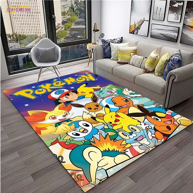 Miniso Pokemon Pikachu Teppich für Kinder, rutschfeste Bodenmatte für Wohnzimmer, Schlafzimmer oder Küche, Mehrfarbig, B: 80 cm, L: 160 cm - Bild 1