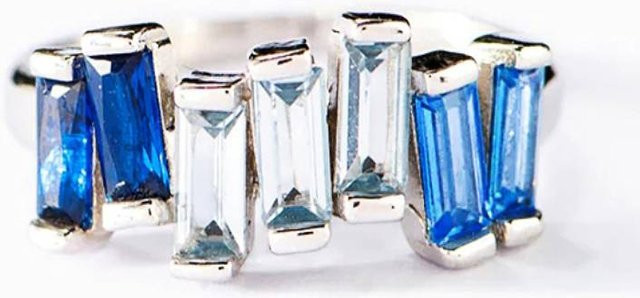 Huitan Ring, Zirkonia, blau und weiß, Damen - Bild 1
