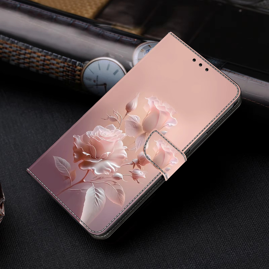 ALILANG Lederhülle mit Blumenmuster als Brieftasche für iPhone Modelle (iPhone 6 bis iPhone 13 Pro Max und SE) - Bild 2