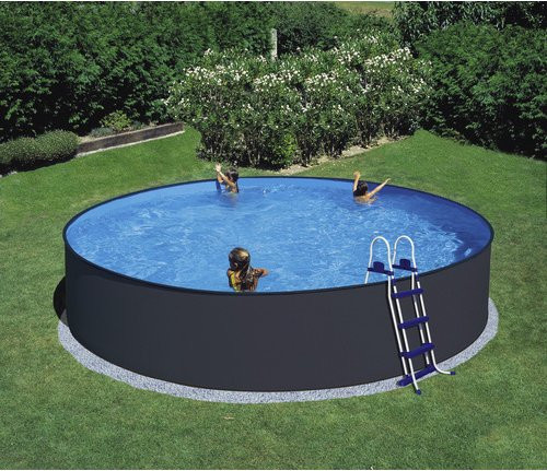 Mr. GARDENER Rundpool aus Stahl mit Thermo-Abdeckung, anthrazit, Durchmesser: 450 cm, Höhe: 90 cm - Bild 1