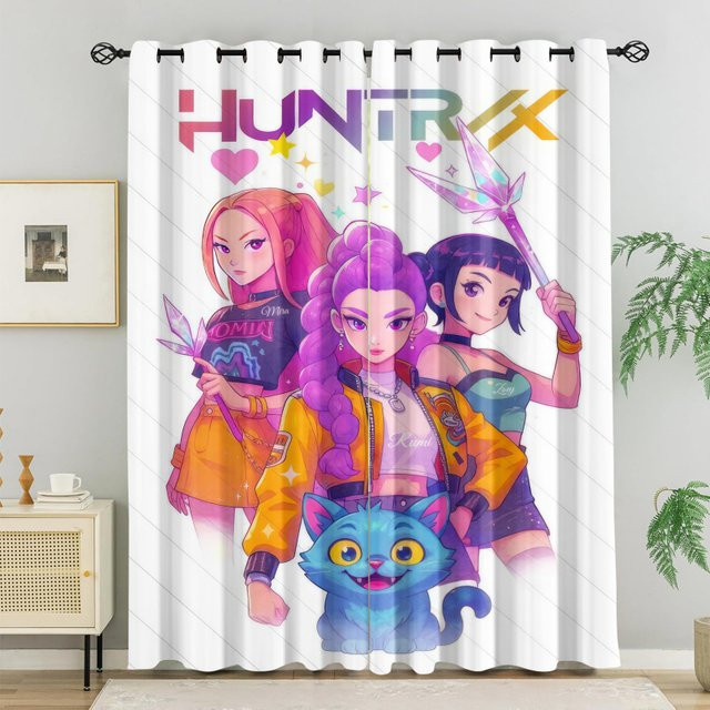 Hasbro Kpop Cartoon Girls Verdunkelungsvorhänge mit Ösen, 2er-Set, Mehrfarbig - Bild 1