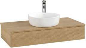 V&B Waschtischunterschrank Antao mit Frontstruktur in Eiche Honig, B/T/H: 100 x 50 x 19 cm - Bild 1