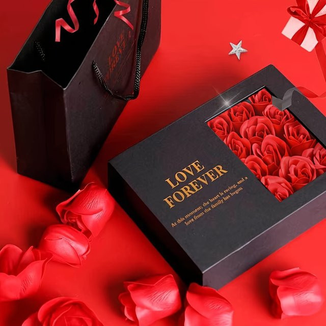 Schmuckgeschenkbox mit 12 Rosen in Schwarz für Valentinstag, Jahrestag oder Geburtstag - Bild 1