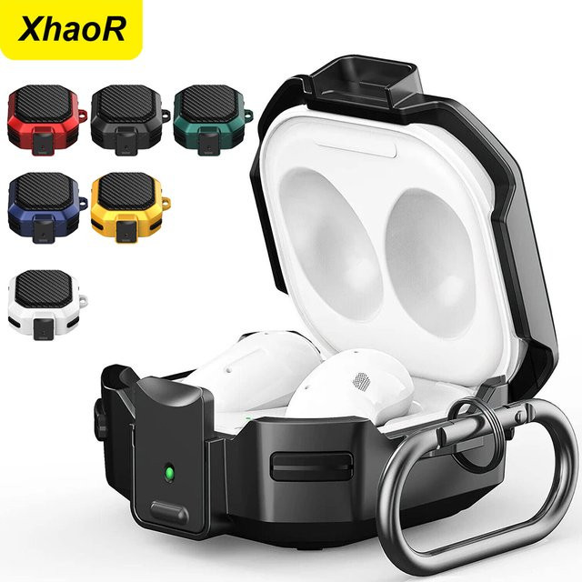 Schutzhülle aus weichem TPU für Samsung Galaxy Buds2 Pro, Buds FE, Live und Buds Pro in Schwarz und Gelb mit Schlüsselanhänger - Bild 1