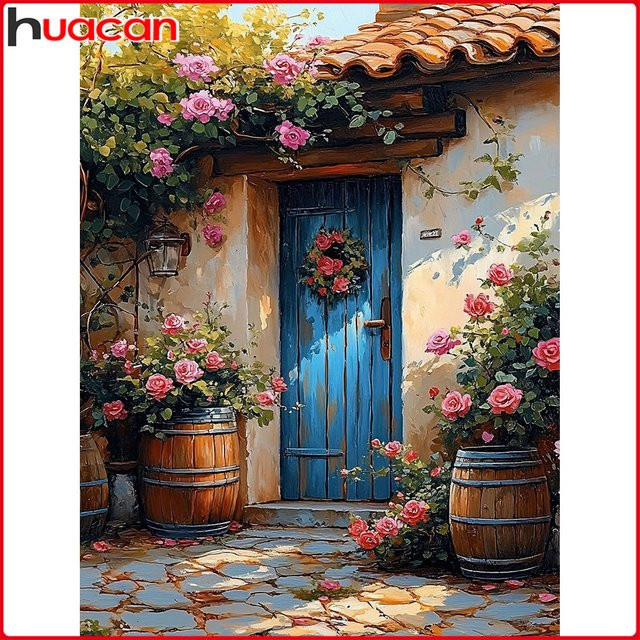 Huacan Diamant-Malerei Haus Blume Landschaft, Bastelset - Bild 1