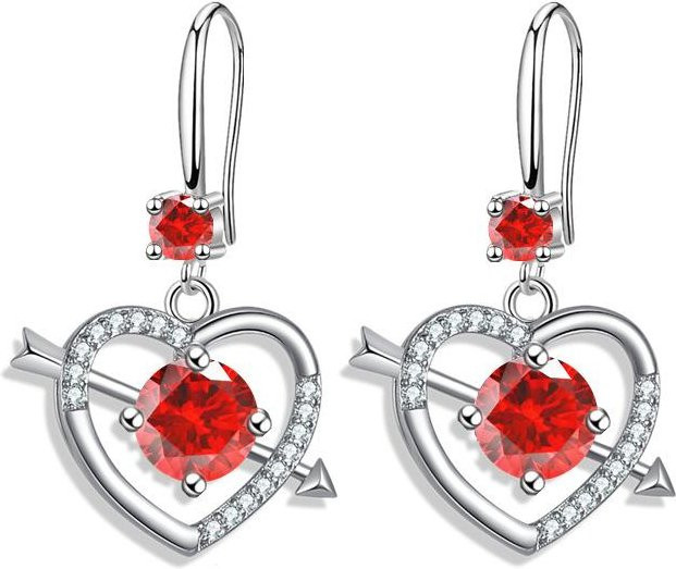 Ohrringe 925 Silber, Herz-förmig, Zirkonia, Weiß, Damen - Bild 1