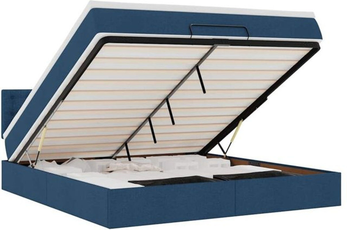 vidaxl Ottoman Polsterbett mit Matratze in Blau aus Stoff und Metall, B/T/H: 180 x 200 x 78 cm - Bild 1