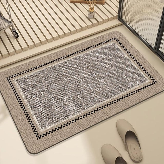 Rutschfeste und absorbierende Badezimmer-Bodenmatte von Yiran Furniture, grau, gestreift, B/T: 60 x 40 cm - Bild 1