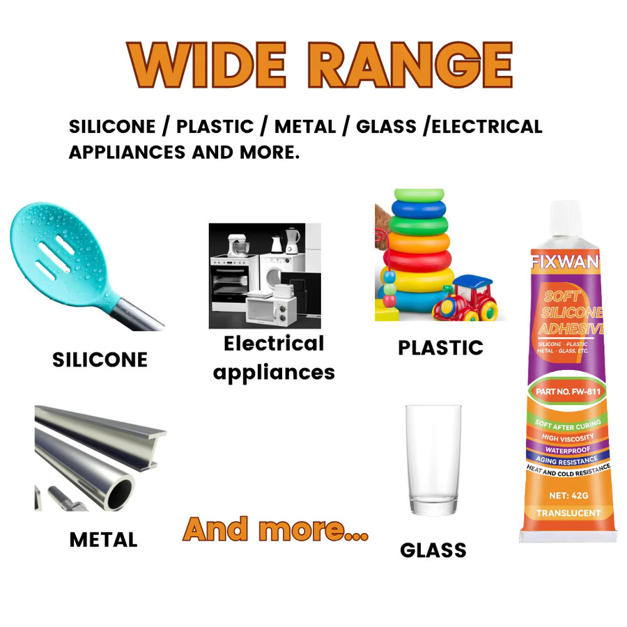 FIXWANT Silikonkleber transparent, hochtemperaturbeständig und wasserdicht für Glas, Metall, Kunststoff und Keramik - Bild 2